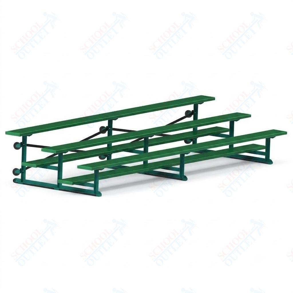 Jaypro Sports Bleacher - 3 Row - Tip & Roll, Single Foot Plank, Powder Coated - 15' L (BLCH-3TRGPC)