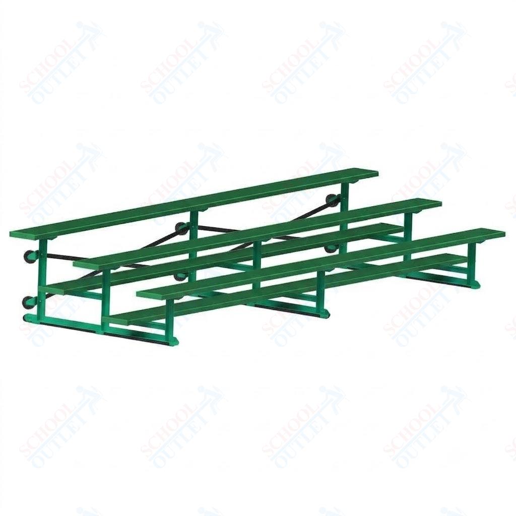 Jaypro Sports Bleacher - 3 Row - Tip & Roll, Single Foot Plank, Powder Coated - 15' L (BLCH-3TRGPC)