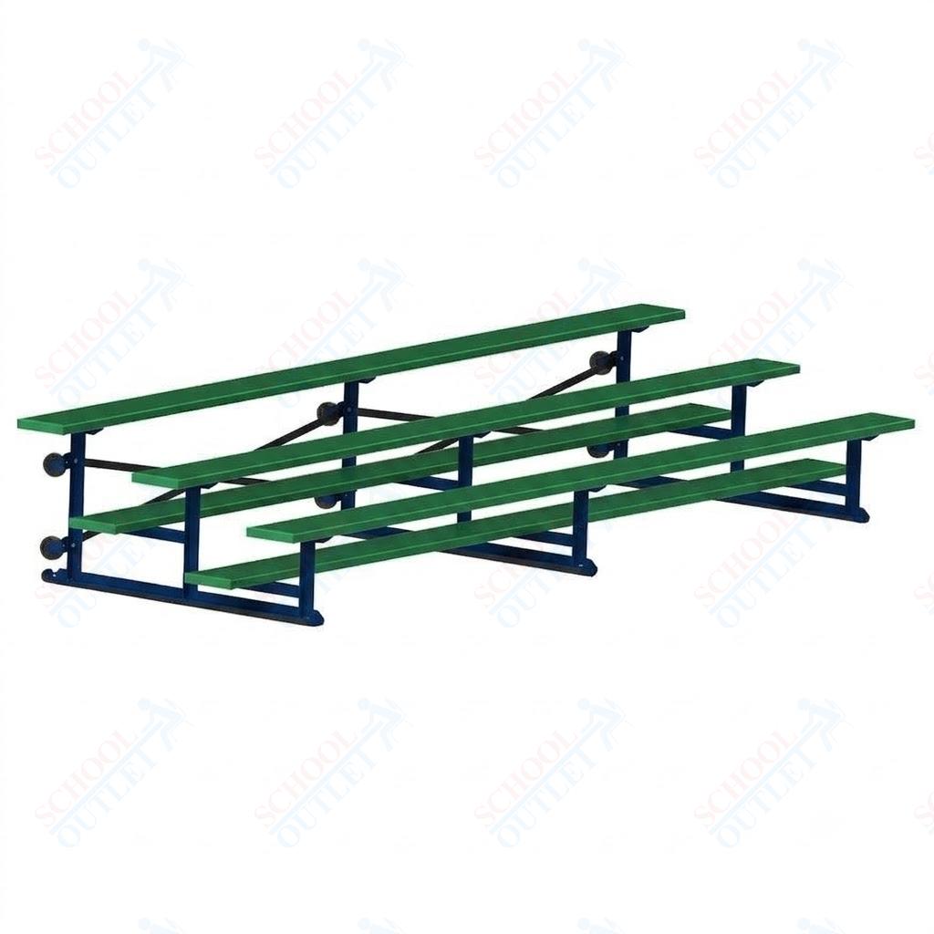 Jaypro Sports Bleacher - 3 Row - Tip & Roll, Single Foot Plank, Powder Coated - 15' L (BLCH-3TRGPC)