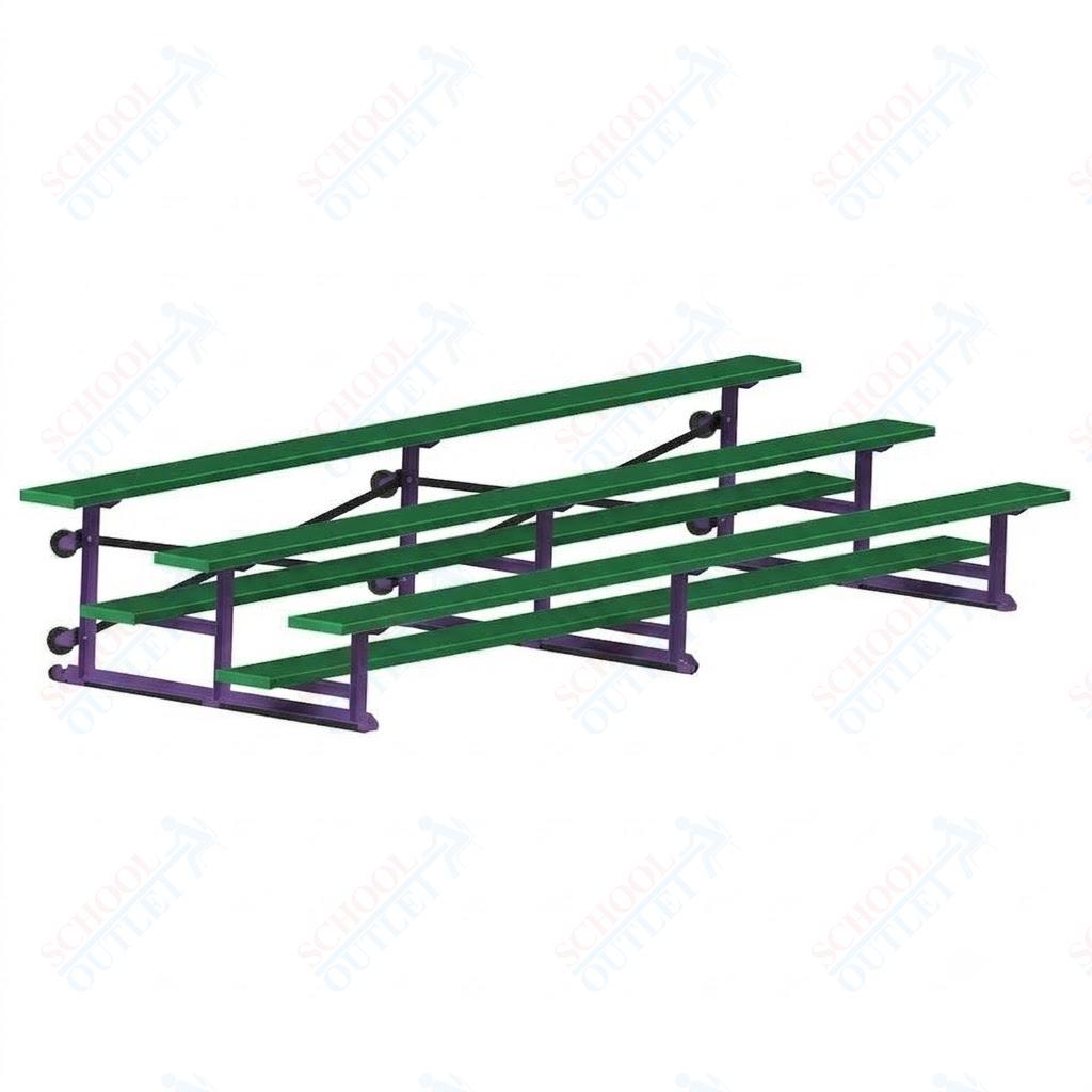 Jaypro Sports Bleacher - 3 Row - Tip & Roll, Single Foot Plank, Powder Coated - 15' L (BLCH-3TRGPC)