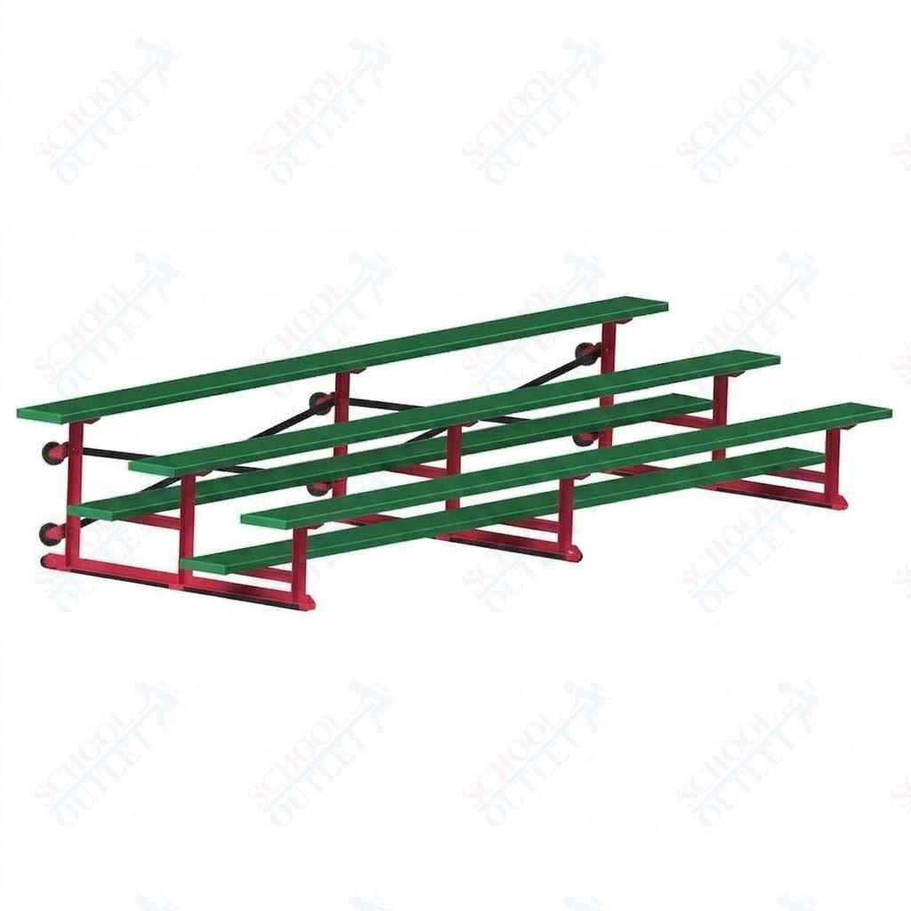 Jaypro Sports Bleacher - 3 Row - Tip & Roll, Single Foot Plank, Powder Coated - 15' L (BLCH-3TRGPC)