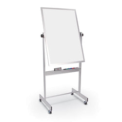 Mooreco Deluxe Mobile Reversible Board Porcelain Markerboard both sides - Aluminum Trim - 30"W x 40"H (Mooreco 668AC-DD)