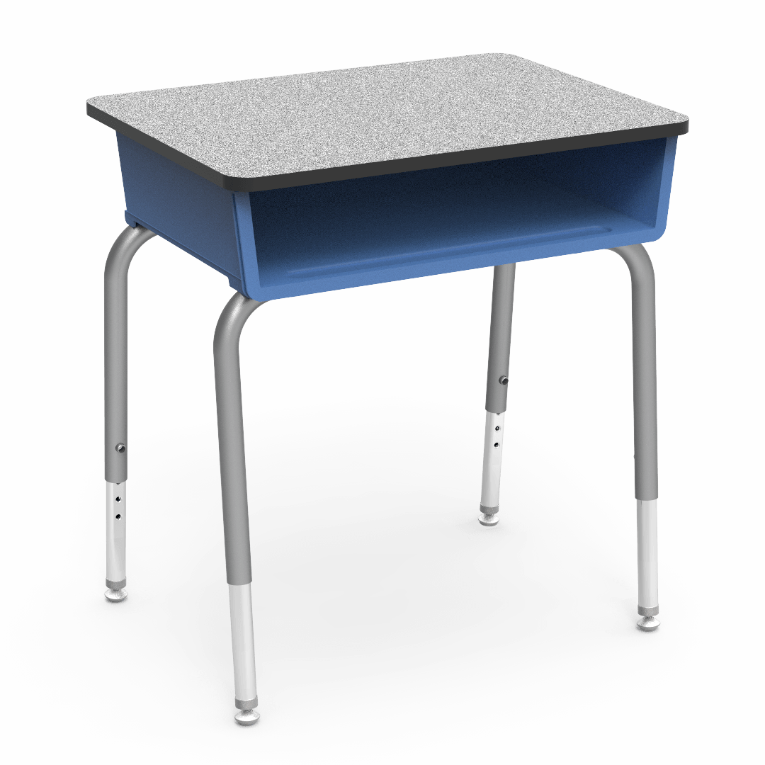 Virco 785 School Desk 18" x 24" Laminate Top with Plastic Open Front Book Box and Adjustable Height Legs for Students Elementary to University