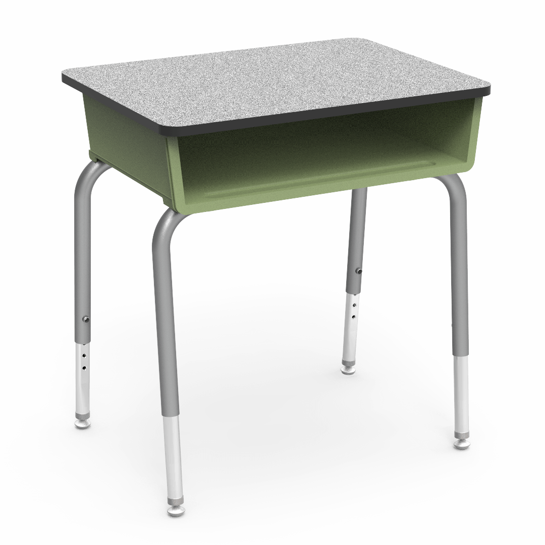 Virco 785 School Desk 18" x 24" Laminate Top with Plastic Open Front Book Box and Adjustable Height Legs for Students Elementary to University