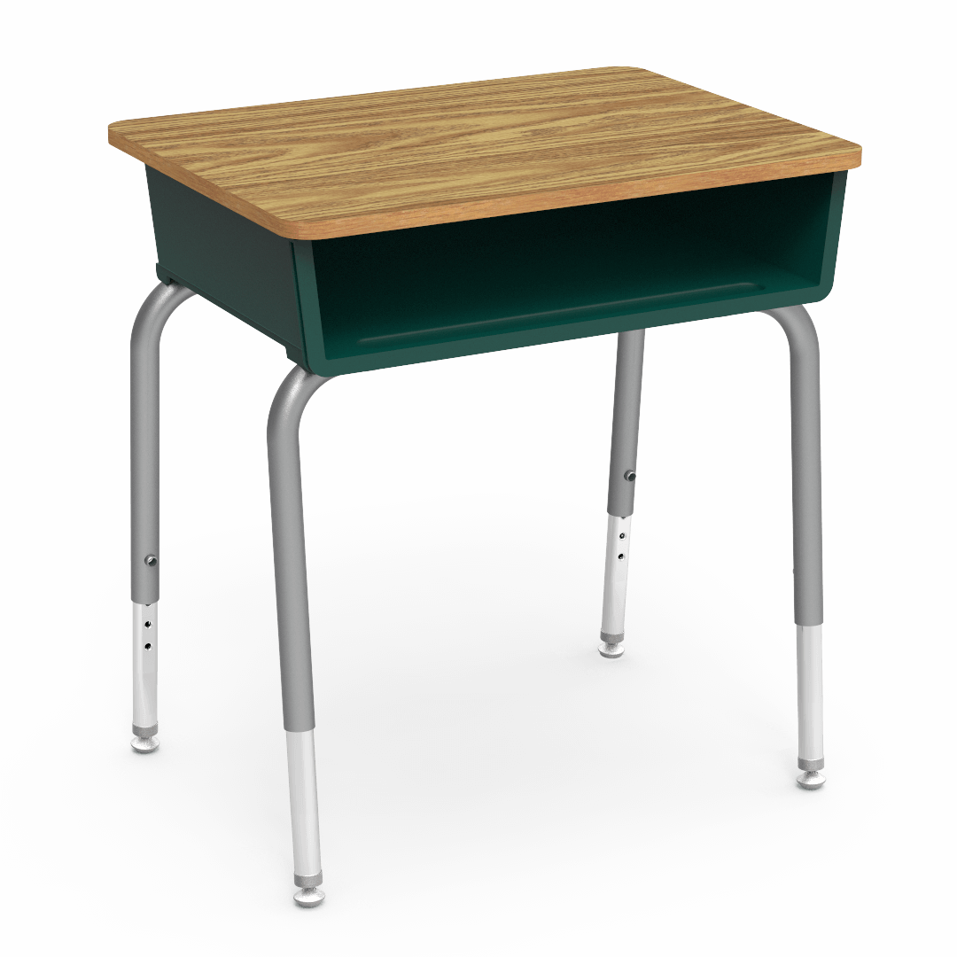 Virco 785 School Desk 18" x 24" Laminate Top with Plastic Open Front Book Box and Adjustable Height Legs for Students Elementary to University