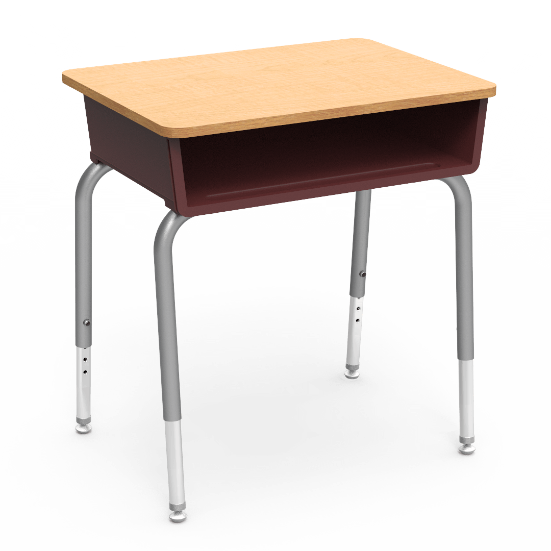 Virco 785 School Desk 18" x 24" Laminate Top with Plastic Open Front Book Box and Adjustable Height Legs for Students Elementary to University