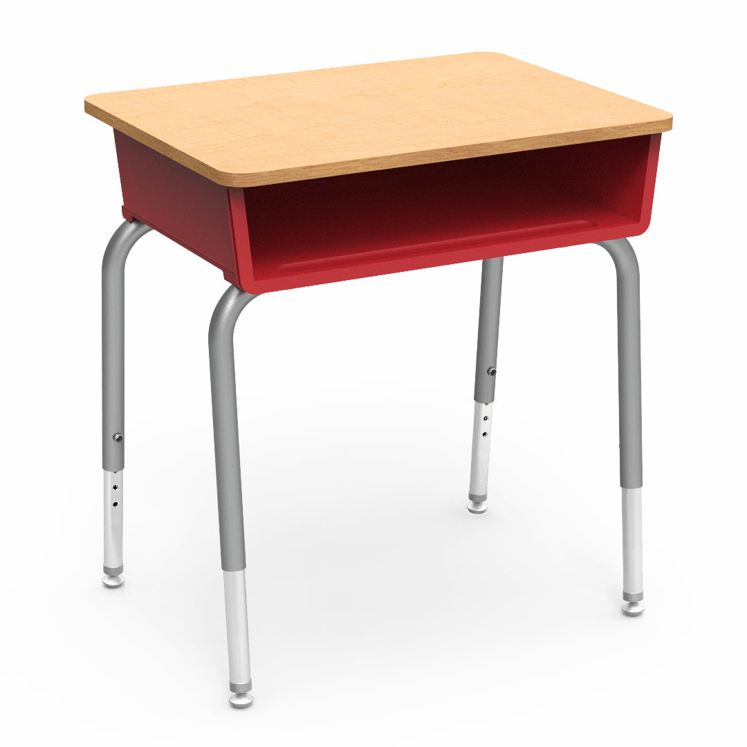 Virco 785 School Desk 18" x 24" Laminate Top with Plastic Open Front Book Box and Adjustable Height Legs for Students Elementary to University