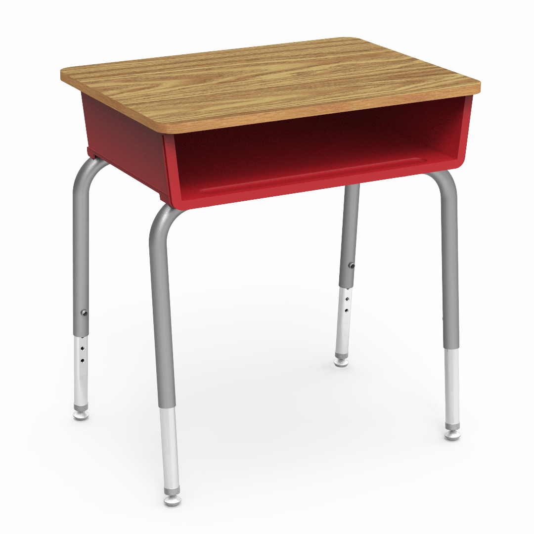 Virco 785 School Desk 18" x 24" Laminate Top with Plastic Open Front Book Box and Adjustable Height Legs for Students Elementary to University