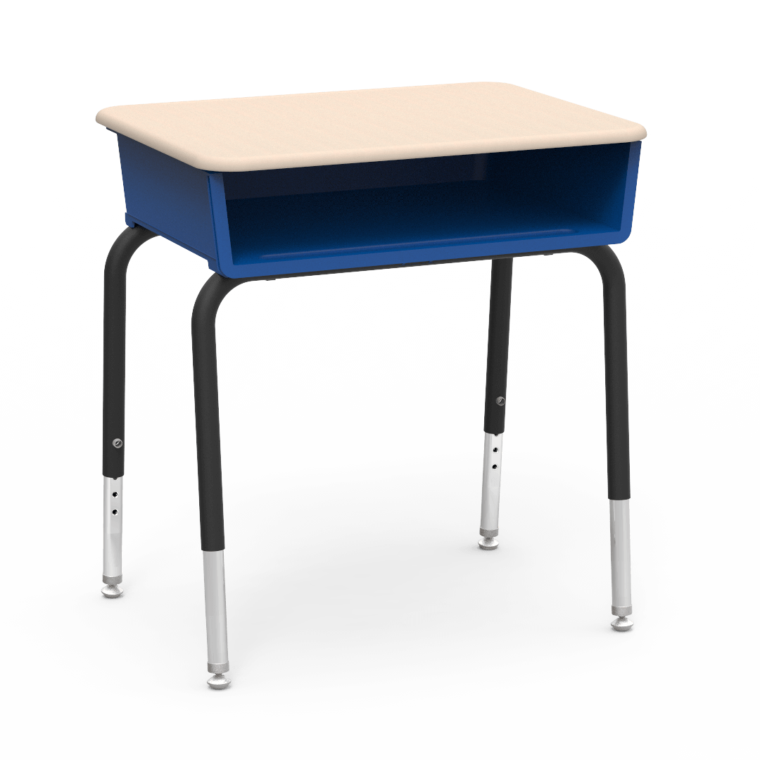 Virco 785M - Student Desk 18" x 24" Hard Plastic Top with Open Front Plastic Book Box and Adjustable Height Legs, for Classrooms and Schools