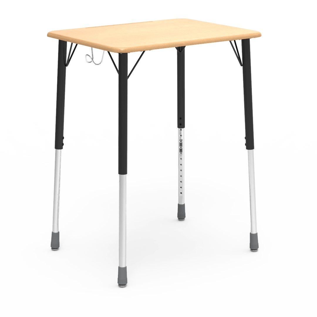 Virco ZADJ2026BHM - ZUMA Series Student Desk, Hard Plastic 20" x 26-1/8" Top, 22"-34"H with wire backpack hanger