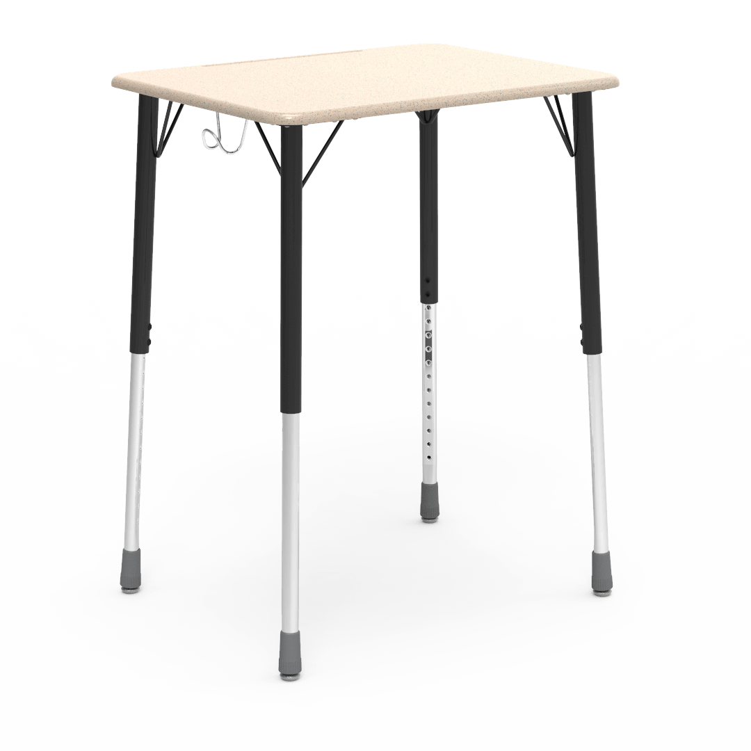 Virco ZADJ2026BHM - ZUMA Series Student Desk, Hard Plastic 20" x 26-1/8" Top, 22"-34"H with wire backpack hanger