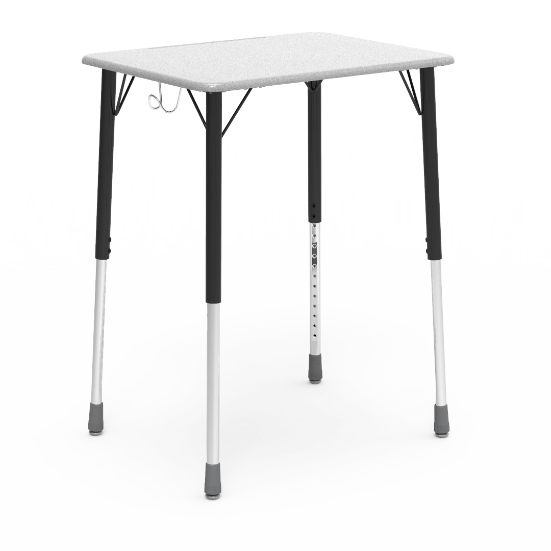 Virco ZADJ2026BHM - ZUMA Series Student Desk, Hard Plastic 20" x 26-1/8" Top, 22"-34"H with wire backpack hanger