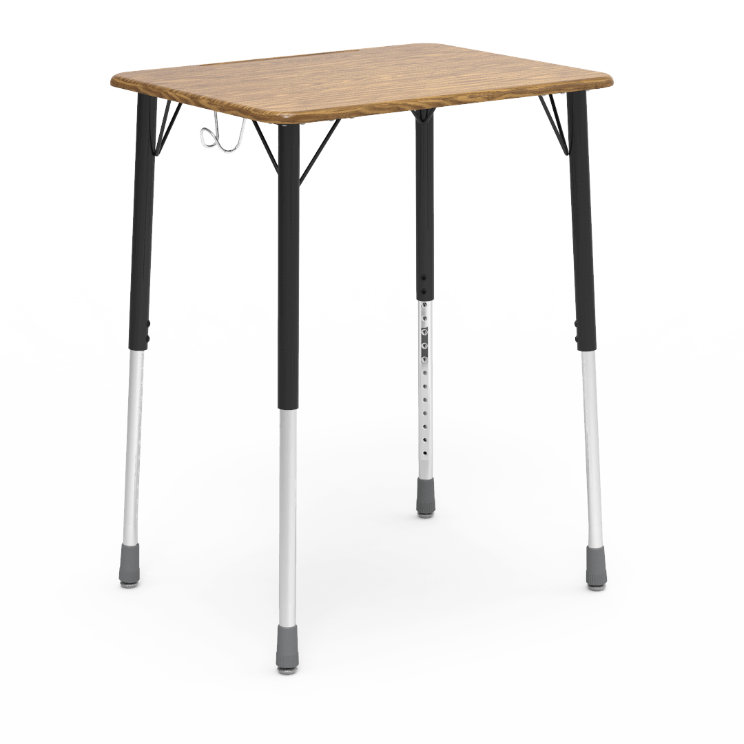 Virco ZADJ2026BHM - ZUMA Series Student Desk, Hard Plastic 20" x 26-1/8" Top, 22"-34"H with wire backpack hanger