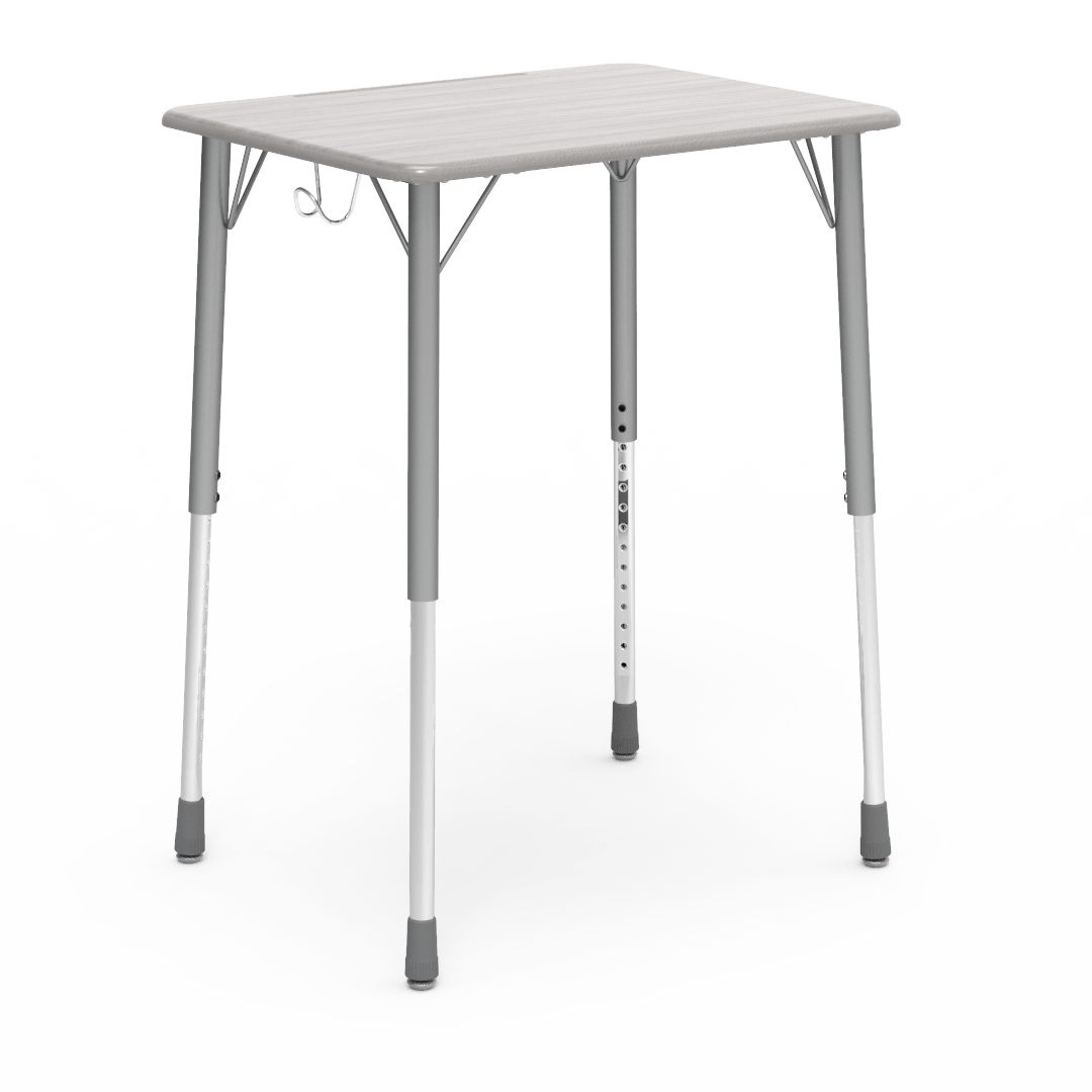 Virco ZADJ2026BHM - ZUMA Series Student Desk, Hard Plastic 20" x 26-1/8" Top, 22"-34"H with wire backpack hanger