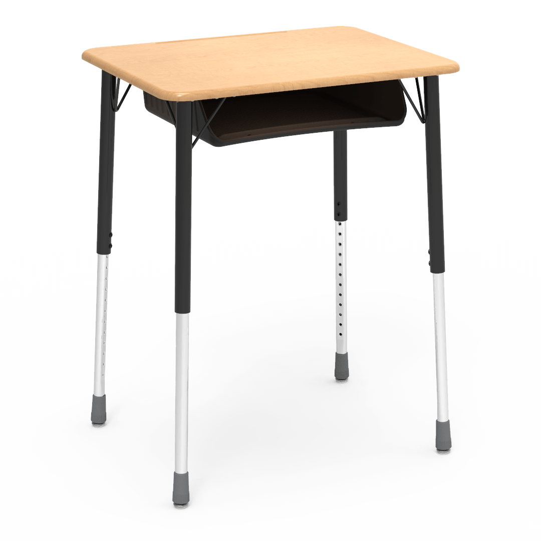 Virco ZADJ2026BOXM - ZUMA Series Student Desk, Hard Plastic 20" x 26-1/8" Top, 22"-34"H with plastic book box
