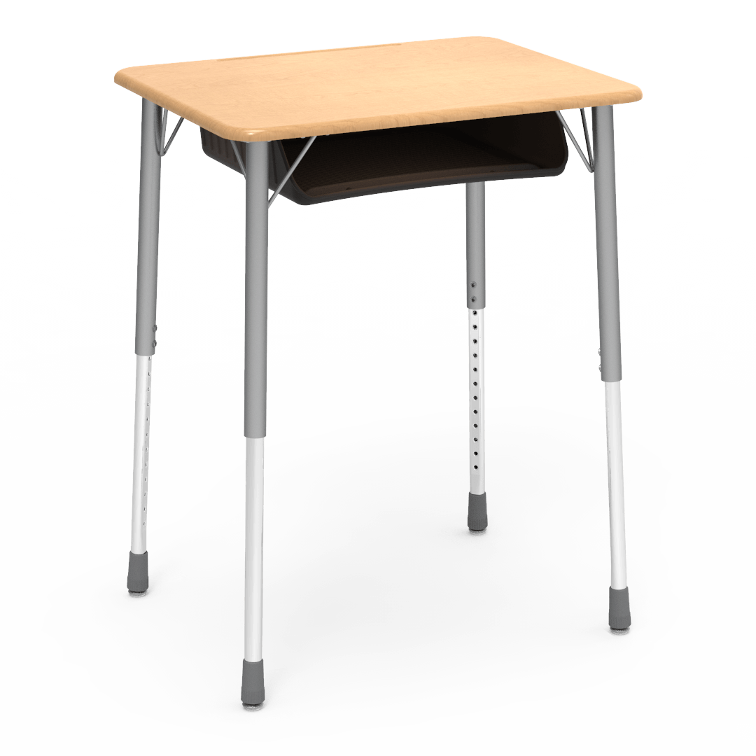 Virco ZADJ2026BOXM - ZUMA Series Student Desk, Hard Plastic 20" x 26-1/8" Top, 22"-34"H with plastic book box