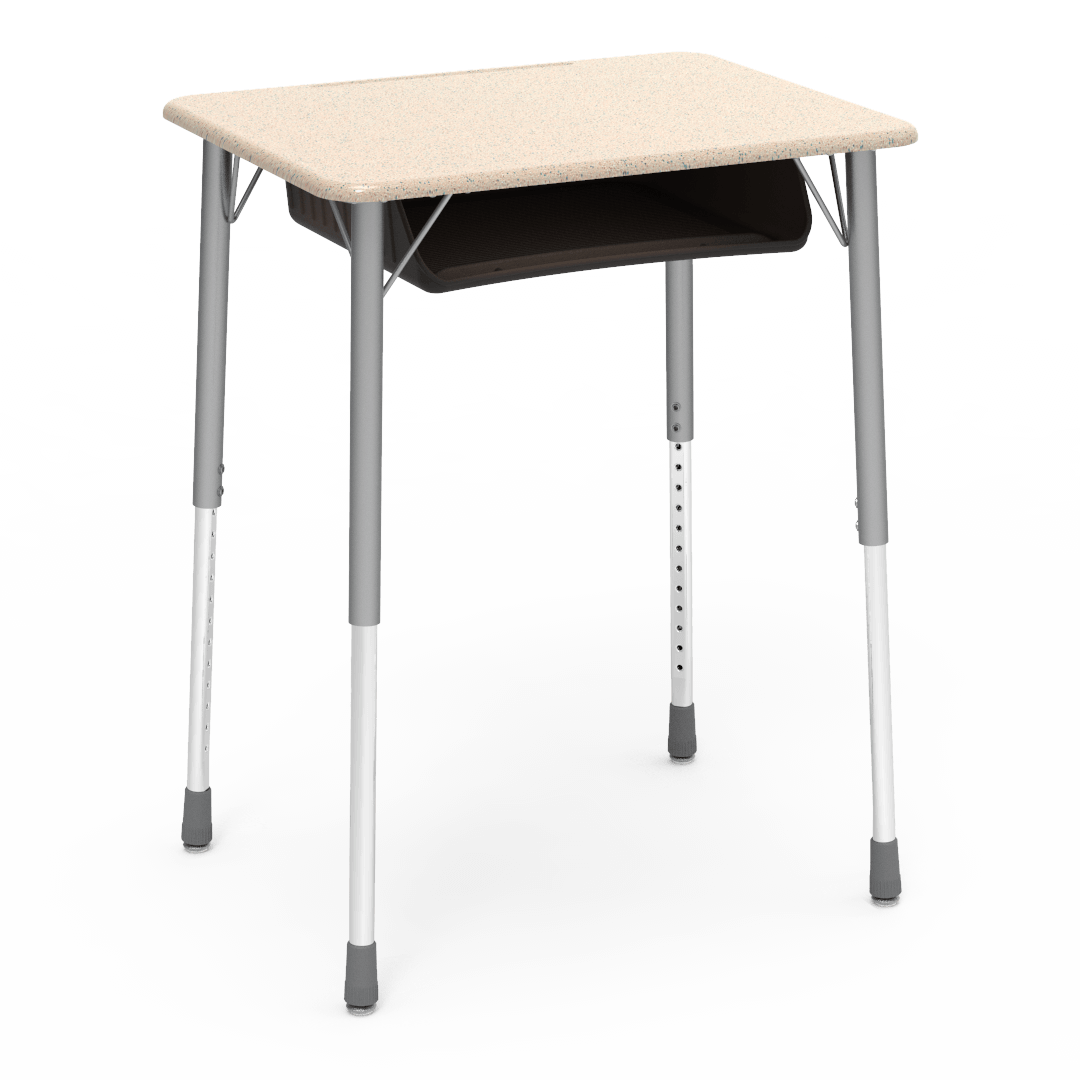 Virco ZADJ2026BOXM - ZUMA Series Student Desk, Hard Plastic 20" x 26-1/8" Top, 22"-34"H with plastic book box