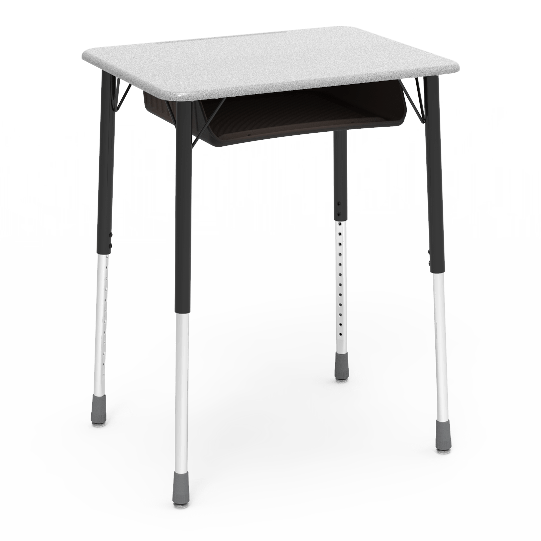 Virco ZADJ2026BOXM - ZUMA Series Student Desk, Hard Plastic 20" x 26-1/8" Top, 22"-34"H with plastic book box