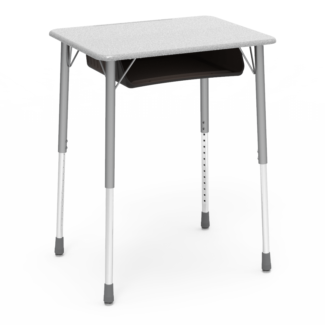 Virco ZADJ2026BOXM - ZUMA Series Student Desk, Hard Plastic 20" x 26-1/8" Top, 22"-34"H with plastic book box
