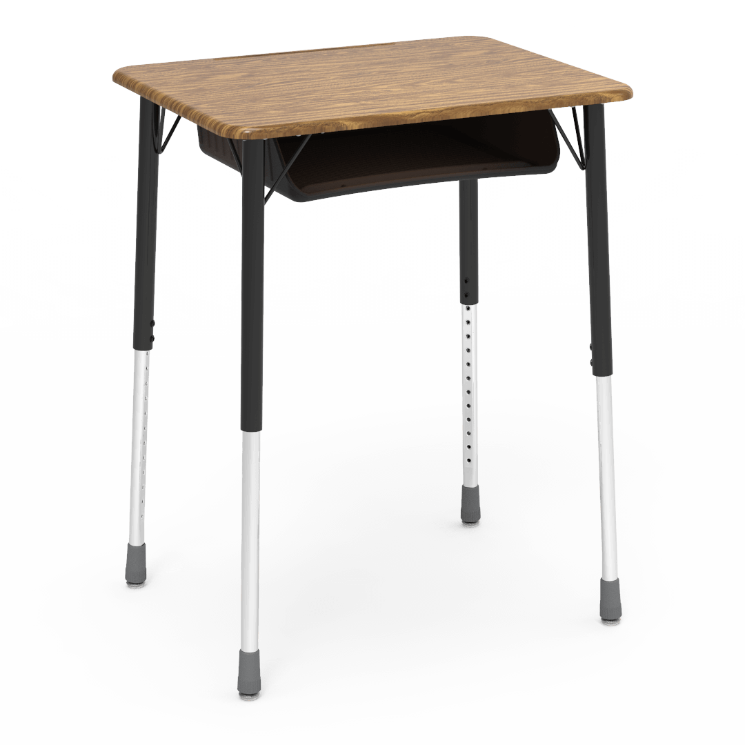 Virco ZADJ2026BOXM - ZUMA Series Student Desk, Hard Plastic 20" x 26-1/8" Top, 22"-34"H with plastic book box