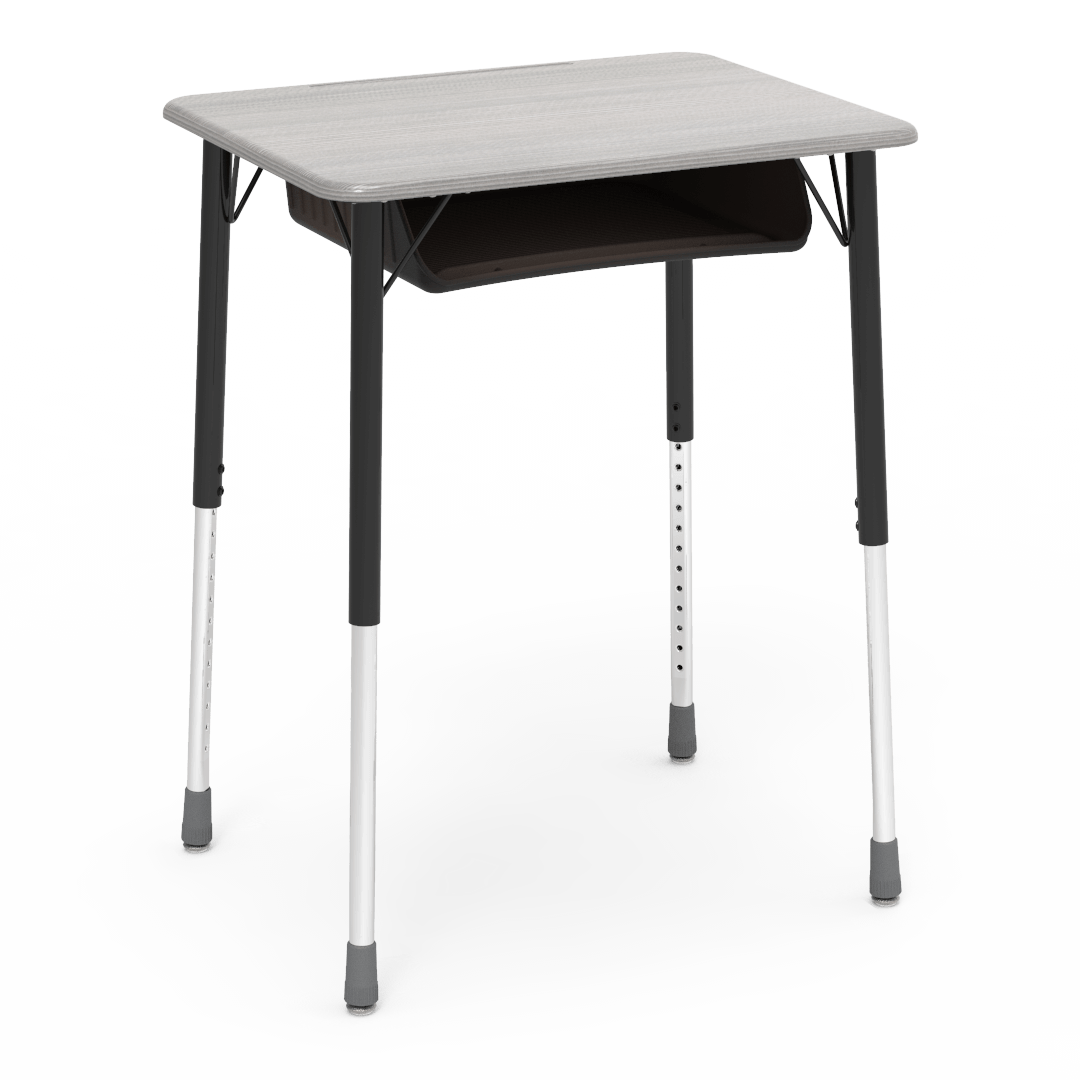 Virco ZADJ2026BOXM - ZUMA Series Student Desk, Hard Plastic 20" x 26-1/8" Top, 22"-34"H with plastic book box