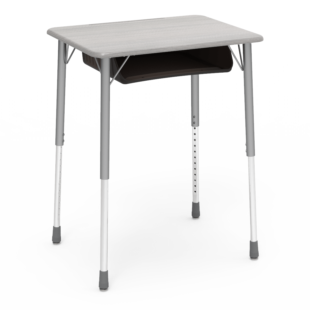 Virco ZADJ2026BOXM - ZUMA Series Student Desk, Hard Plastic 20" x 26-1/8" Top, 22"-34"H with plastic book box