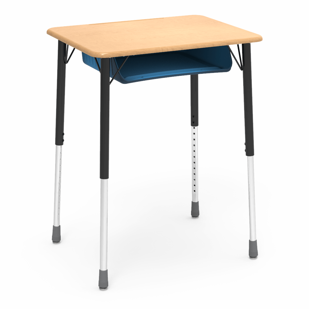 Virco ZADJ2026BOXM - ZUMA Series Student Desk, Hard Plastic 20" x 26-1/8" Top, 22"-34"H with plastic book box