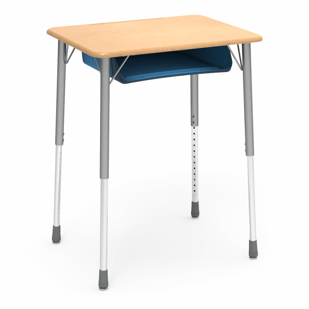 Virco ZADJ2026BOXM - ZUMA Series Student Desk, Hard Plastic 20" x 26-1/8" Top, 22"-34"H with plastic book box