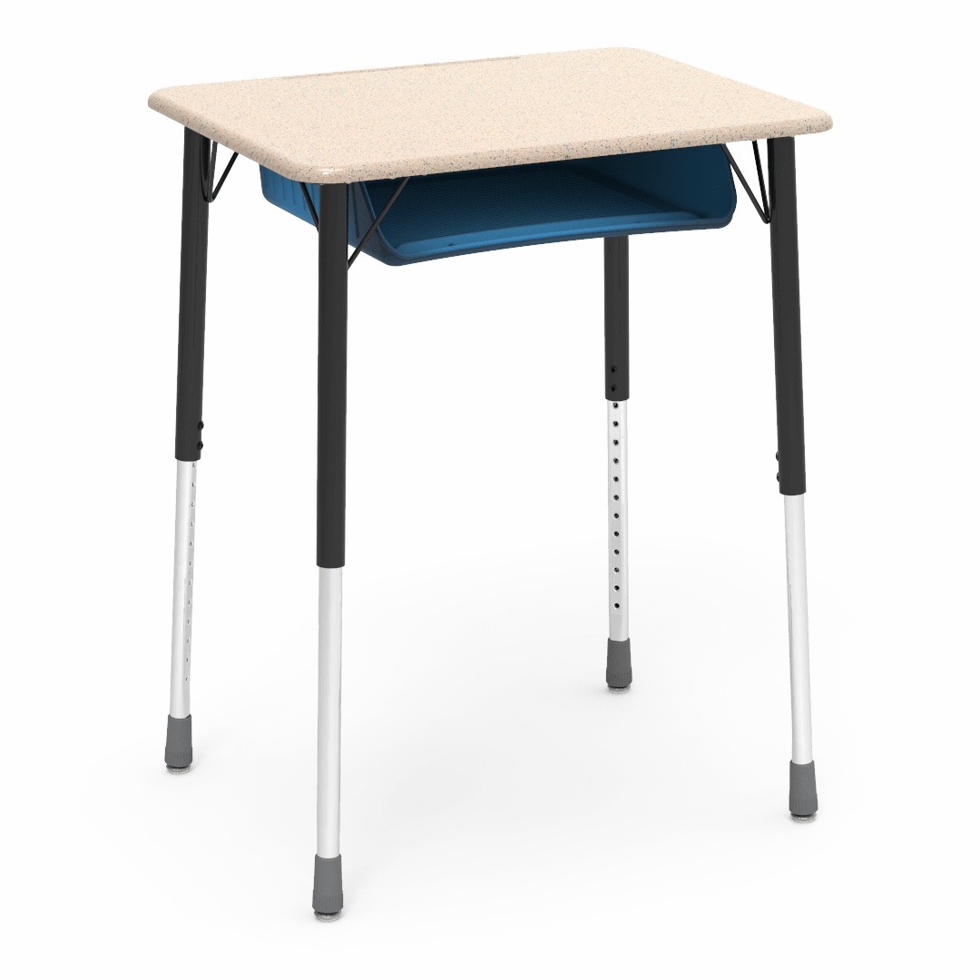 Virco ZADJ2026BOXM - ZUMA Series Student Desk, Hard Plastic 20" x 26-1/8" Top, 22"-34"H with plastic book box