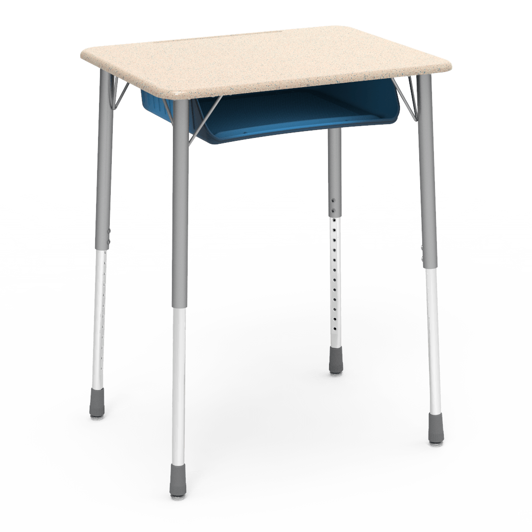 Virco ZADJ2026BOXM - ZUMA Series Student Desk, Hard Plastic 20" x 26-1/8" Top, 22"-34"H with plastic book box