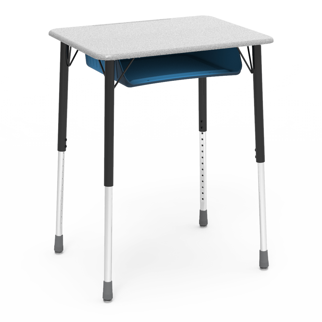 Virco ZADJ2026BOXM - ZUMA Series Student Desk, Hard Plastic 20" x 26-1/8" Top, 22"-34"H with plastic book box
