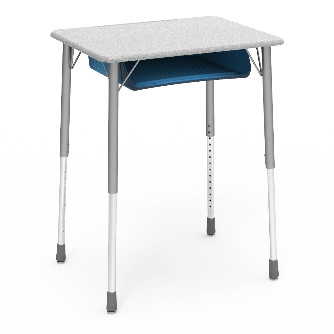 Virco ZADJ2026BOXM - ZUMA Series Student Desk, Hard Plastic 20" x 26-1/8" Top, 22"-34"H with plastic book box