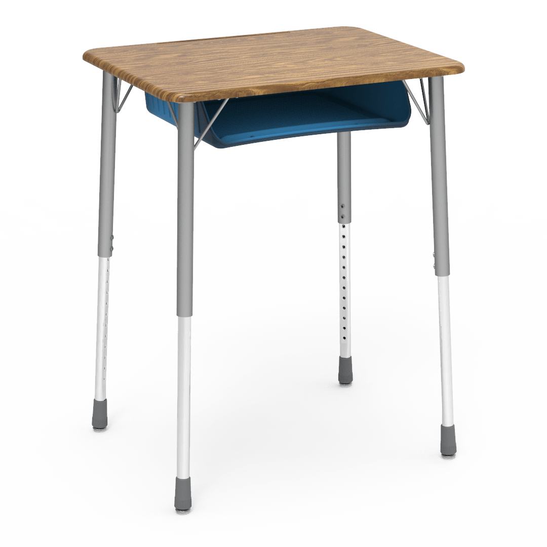 Virco ZADJ2026BOXM - ZUMA Series Student Desk, Hard Plastic 20" x 26-1/8" Top, 22"-34"H with plastic book box