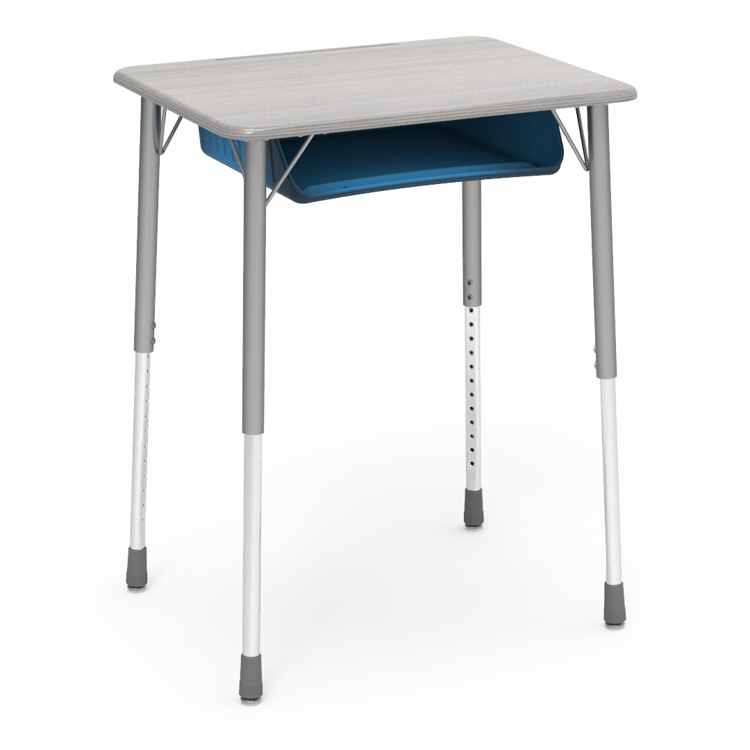 Virco ZADJ2026BOXM - ZUMA Series Student Desk, Hard Plastic 20" x 26-1/8" Top, 22"-34"H with plastic book box