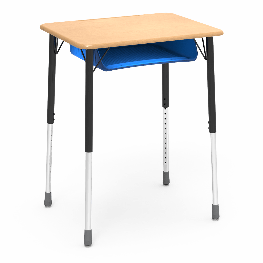 Virco ZADJ2026BOXM - ZUMA Series Student Desk, Hard Plastic 20" x 26-1/8" Top, 22"-34"H with plastic book box