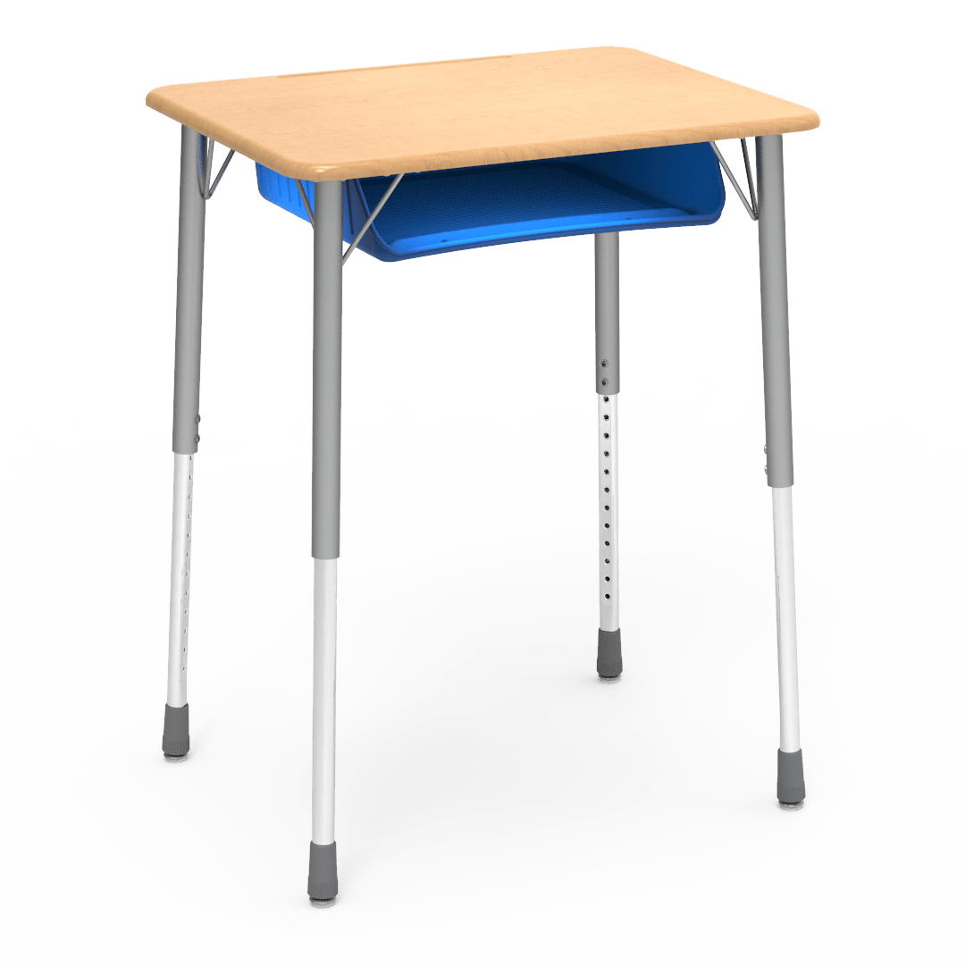 Virco ZADJ2026BOXM - ZUMA Series Student Desk, Hard Plastic 20" x 26-1/8" Top, 22"-34"H with plastic book box