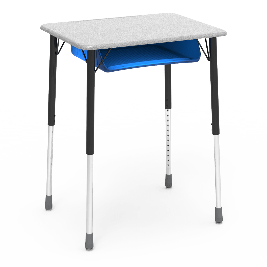 Virco ZADJ2026BOXM - ZUMA Series Student Desk, Hard Plastic 20" x 26-1/8" Top, 22"-34"H with plastic book box