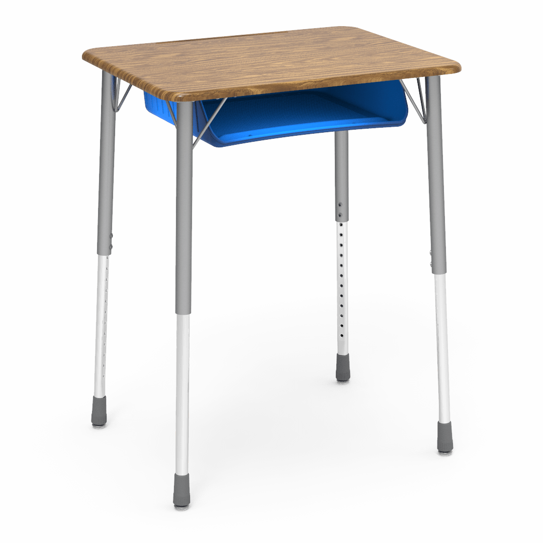 Virco ZADJ2026BOXM - ZUMA Series Student Desk, Hard Plastic 20" x 26-1/8" Top, 22"-34"H with plastic book box