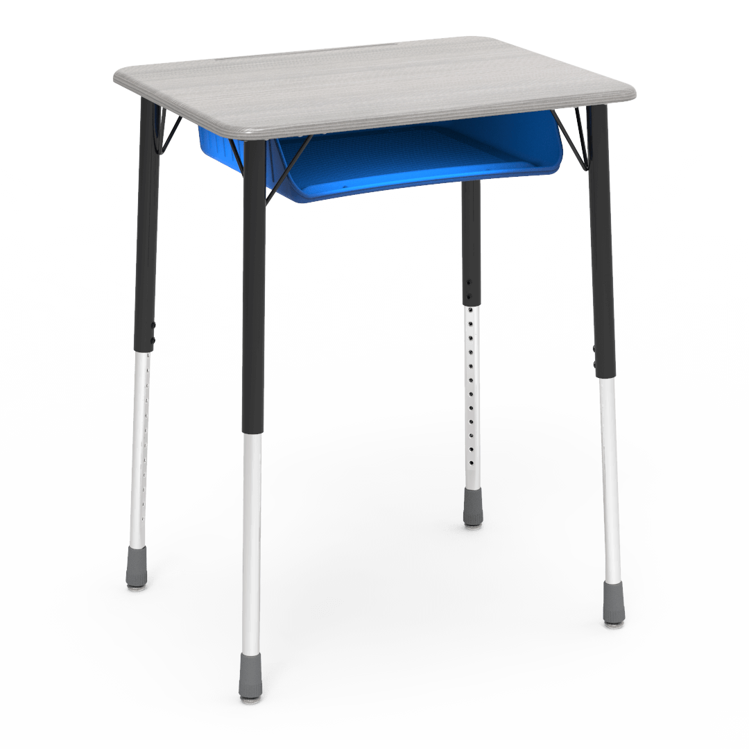 Virco ZADJ2026BOXM - ZUMA Series Student Desk, Hard Plastic 20" x 26-1/8" Top, 22"-34"H with plastic book box