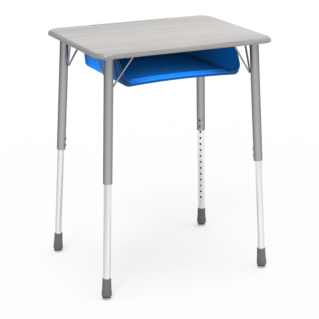 Virco ZADJ2026BOXM - ZUMA Series Student Desk, Hard Plastic 20" x 26-1/8" Top, 22"-34"H with plastic book box