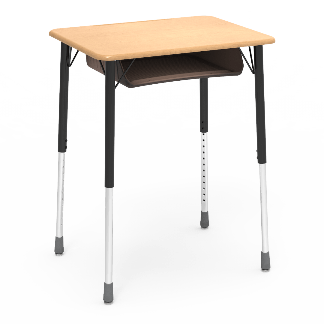 Virco ZADJ2026BOXM - ZUMA Series Student Desk, Hard Plastic 20" x 26-1/8" Top, 22"-34"H with plastic book box