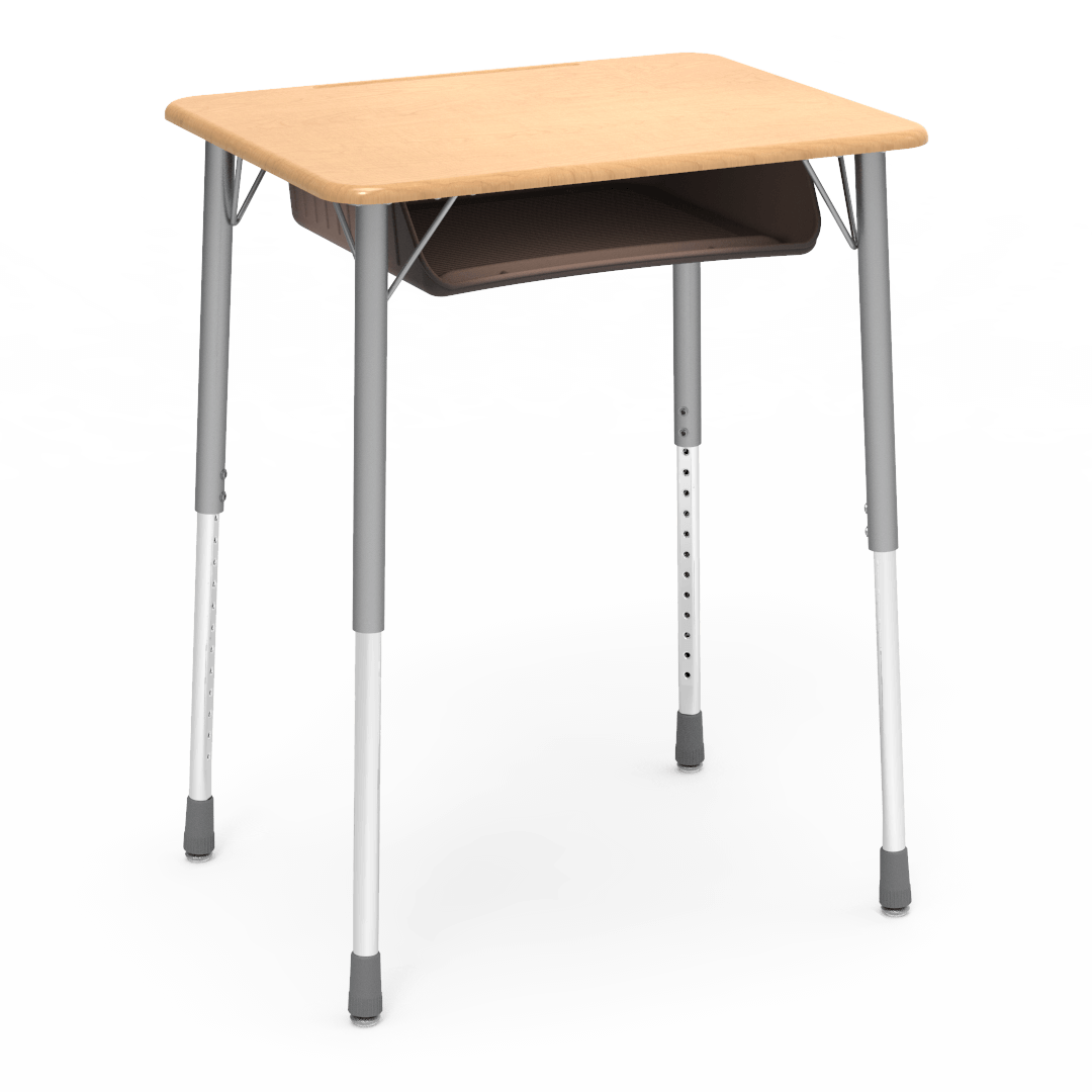 Virco ZADJ2026BOXM - ZUMA Series Student Desk, Hard Plastic 20" x 26-1/8" Top, 22"-34"H with plastic book box