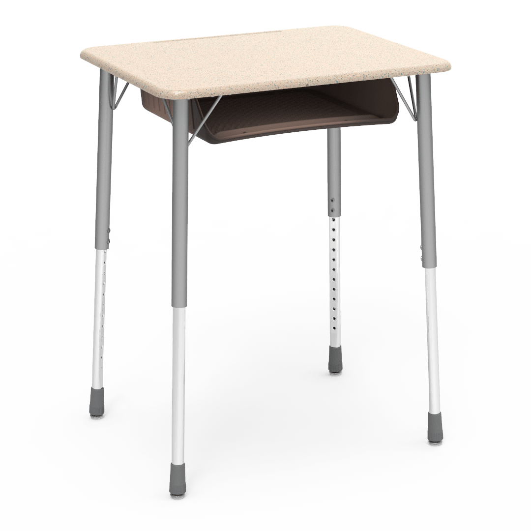 Virco ZADJ2026BOXM - ZUMA Series Student Desk, Hard Plastic 20" x 26-1/8" Top, 22"-34"H with plastic book box
