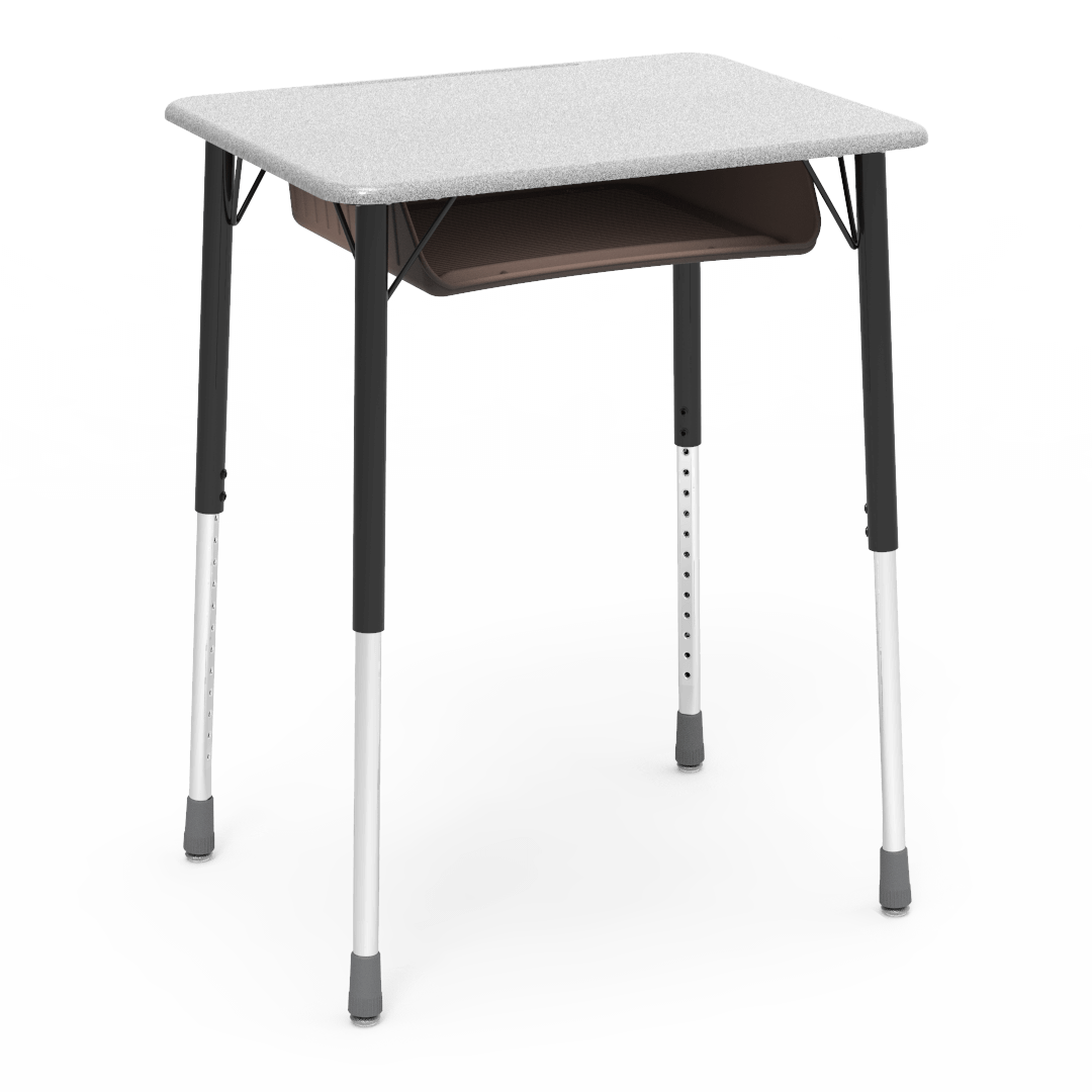 Virco ZADJ2026BOXM - ZUMA Series Student Desk, Hard Plastic 20" x 26-1/8" Top, 22"-34"H with plastic book box