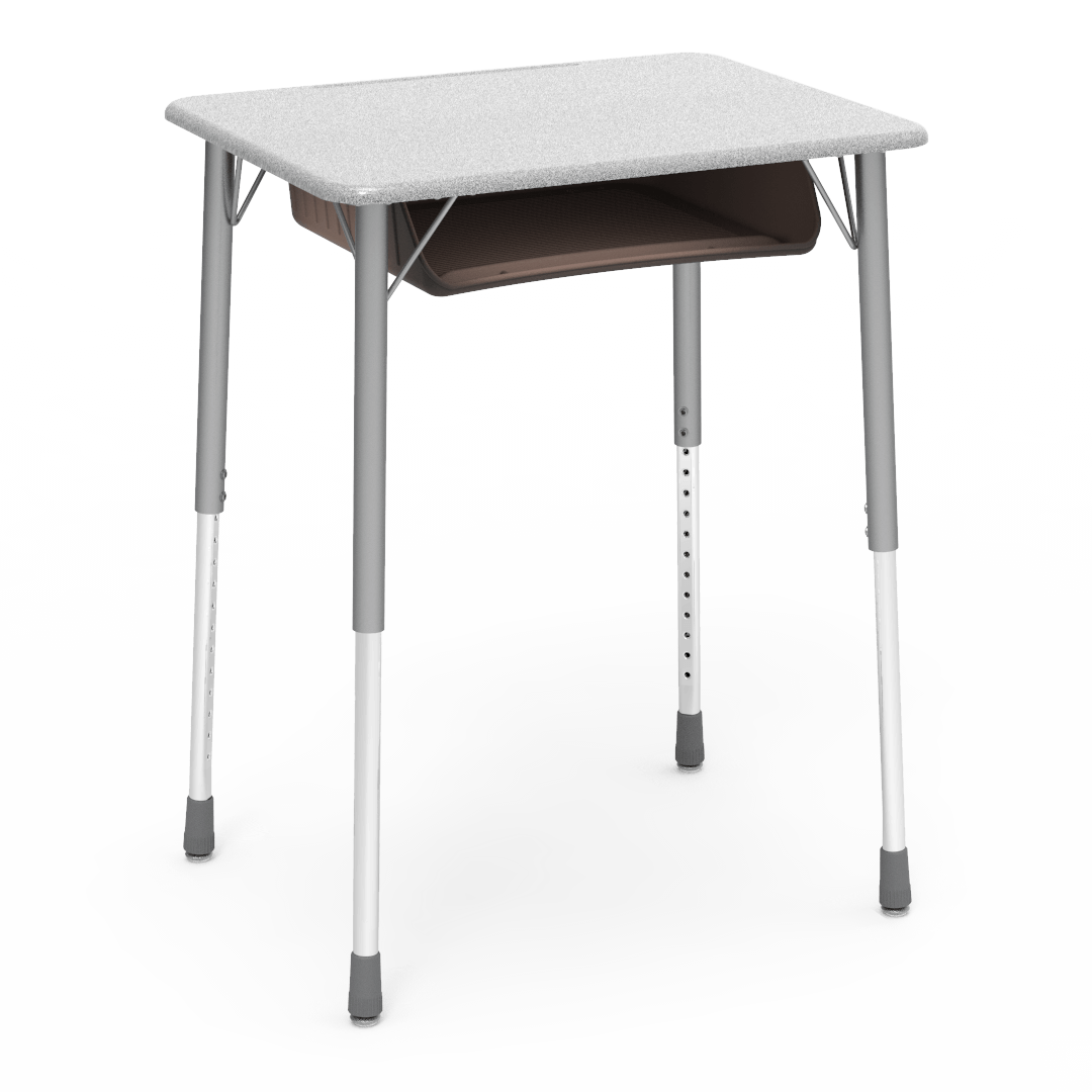 Virco ZADJ2026BOXM - ZUMA Series Student Desk, Hard Plastic 20" x 26-1/8" Top, 22"-34"H with plastic book box