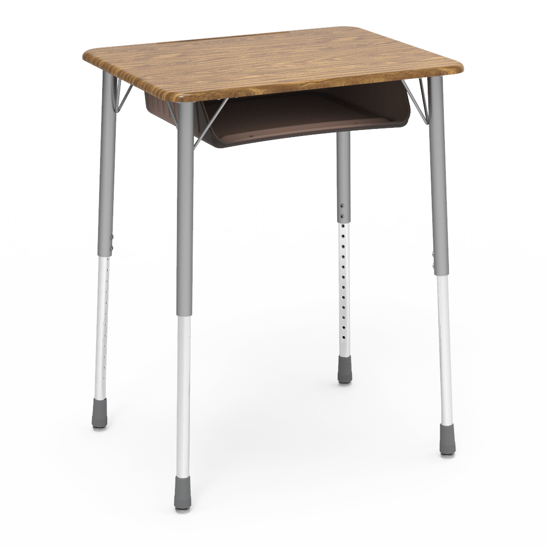 Virco ZADJ2026BOXM - ZUMA Series Student Desk, Hard Plastic 20" x 26-1/8" Top, 22"-34"H with plastic book box