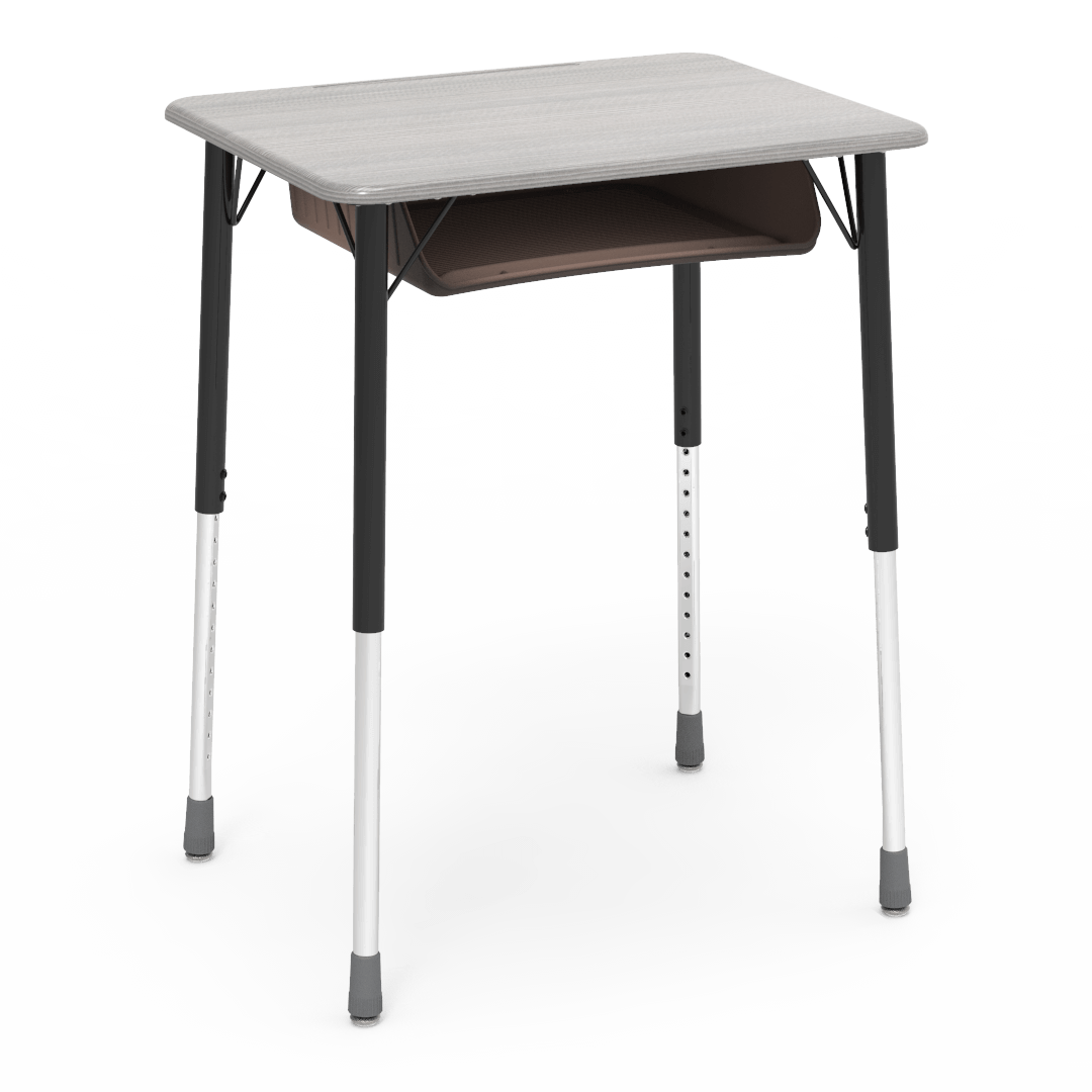 Virco ZADJ2026BOXM - ZUMA Series Student Desk, Hard Plastic 20" x 26-1/8" Top, 22"-34"H with plastic book box