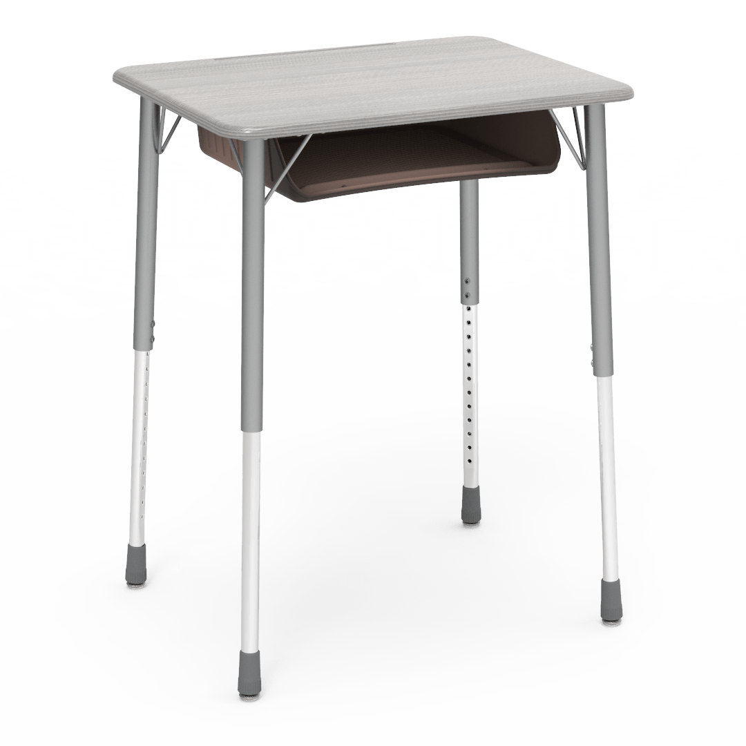 Virco ZADJ2026BOXM - ZUMA Series Student Desk, Hard Plastic 20" x 26-1/8" Top, 22"-34"H with plastic book box