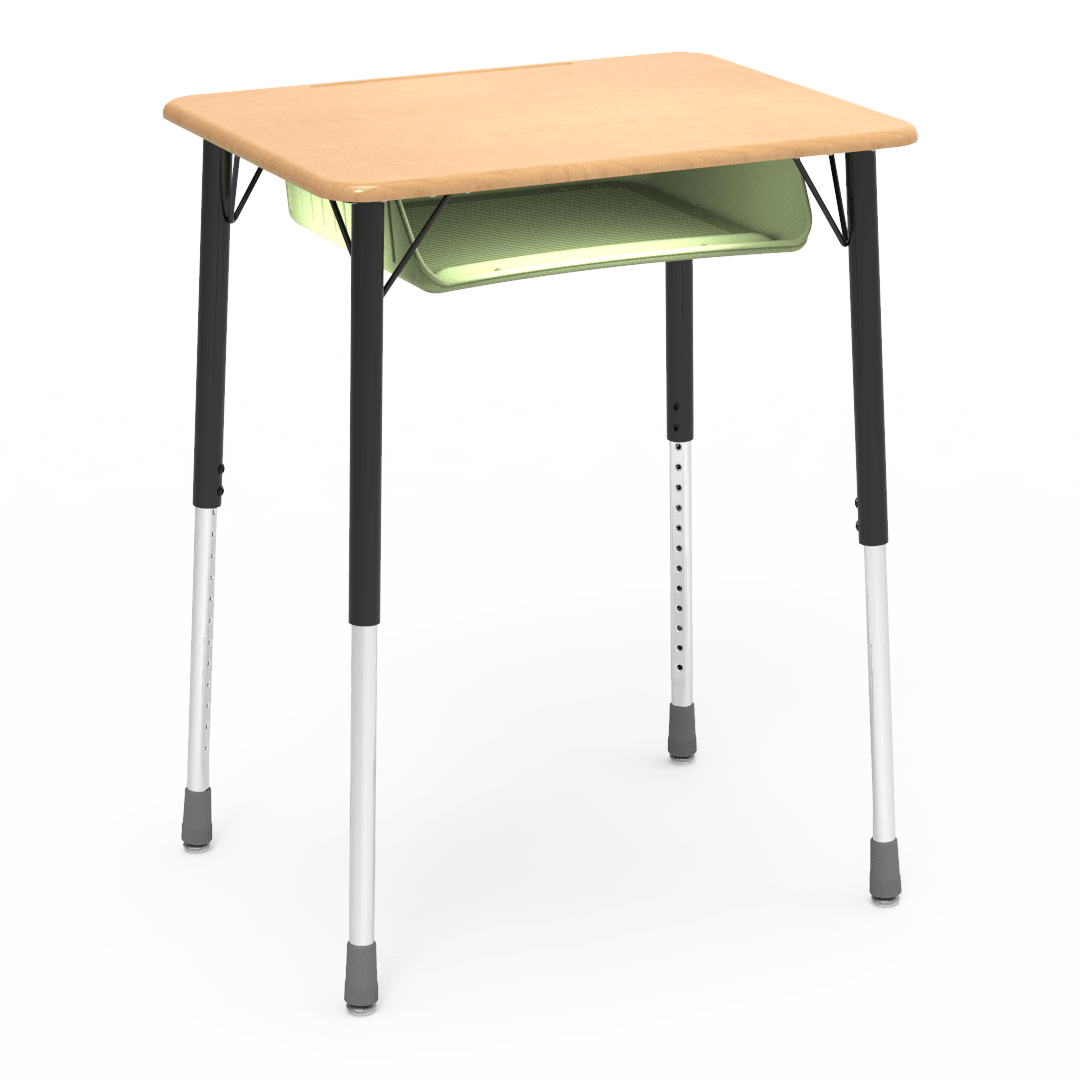 Virco ZADJ2026BOXM - ZUMA Series Student Desk, Hard Plastic 20" x 26-1/8" Top, 22"-34"H with plastic book box