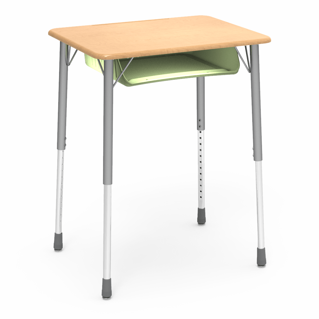 Virco ZADJ2026BOXM - ZUMA Series Student Desk, Hard Plastic 20" x 26-1/8" Top, 22"-34"H with plastic book box